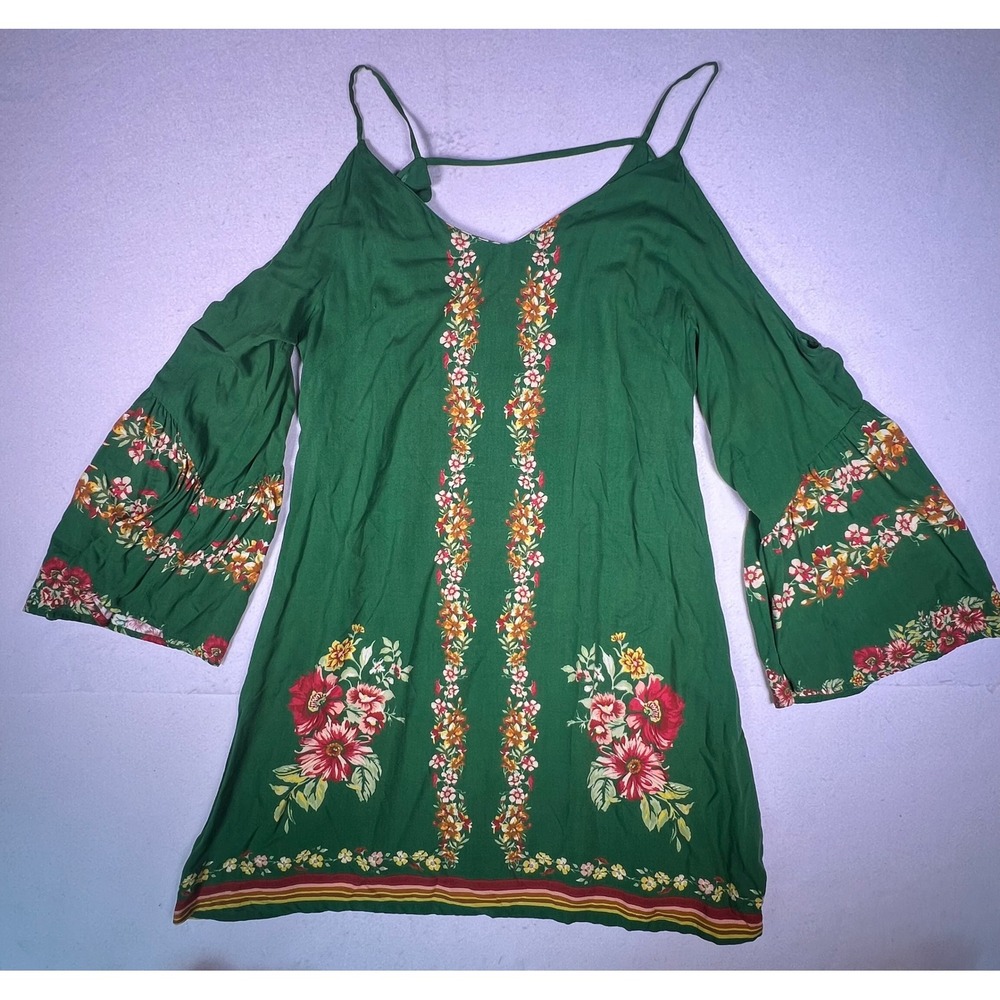 Venus Cold Shoulder Tunic Womens Small Green Excellent